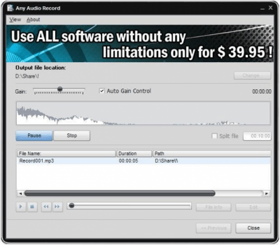 Screenshot of the application Any Audio Record - #2