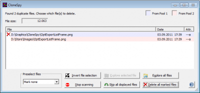 Screenshot of the application CloneSpy - #2