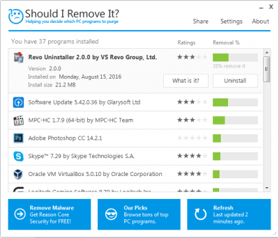 Screenshot of the application Should I Remove It - #2