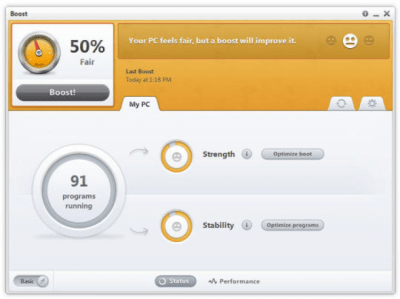 Screenshot of the application Boost - #2