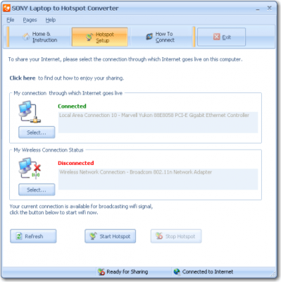 Screenshot of the application Sony Laptop to Hotspot Converter - #2