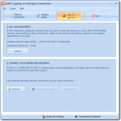 Screenshot of the application Sony Laptop to Hotspot Converter - #3