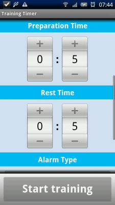 Screenshot of the application Training Timer - #2