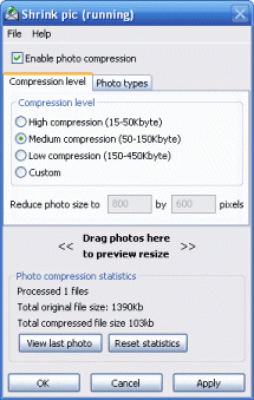 Screenshot of the application Shrink Pic - #2