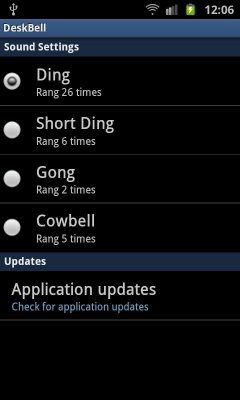 Screenshot of the application DeskBell - #2