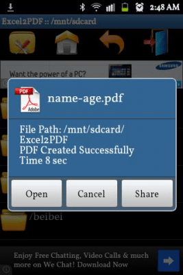Screenshot of the application Excel to PDF Converter - #4