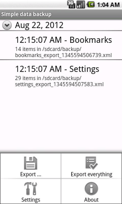Screenshot of the application CB data backup - #2
