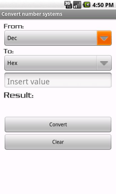 Screenshot of the application Convert number systems - #1