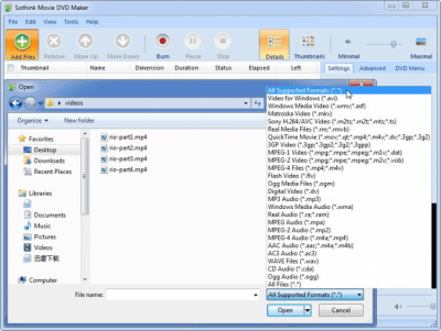 Screenshot of the application Sothink Movie DVD Maker - #2