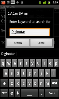 Screenshot of the application CACertMan - #3