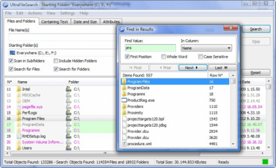 Screenshot of the application UltraFileSearch - #2