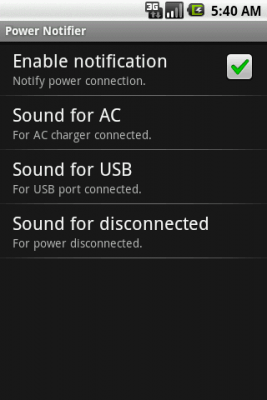 Screenshot of the application Power Notifier - #3