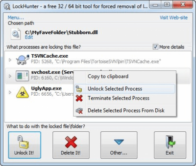 Screenshot of the application LockHunter - #3