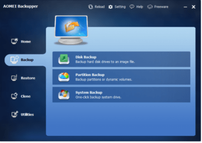 Screenshot of the application AOMEI Backupper - #3