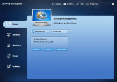 Screenshot of the application AOMEI Backupper - #4