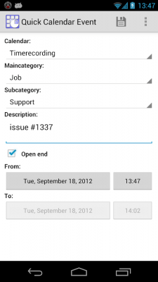 Screenshot of the application Quick Calendar Event Free - #2