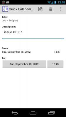 Screenshot of the application Quick Calendar Event Free - #3