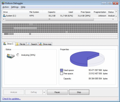 Screenshot of the application Defraggler Portable - #2