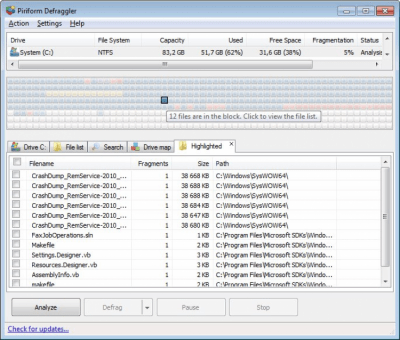 Screenshot of the application Defraggler Portable - #3