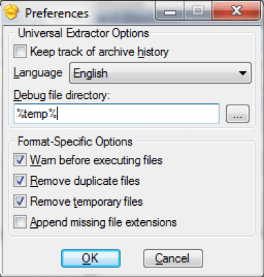 Screenshot of the application Universal Extractor Portable - #2