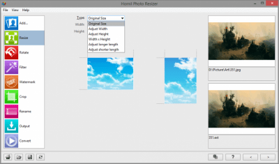 Screenshot of the application Hornil Photo Resizer - #2