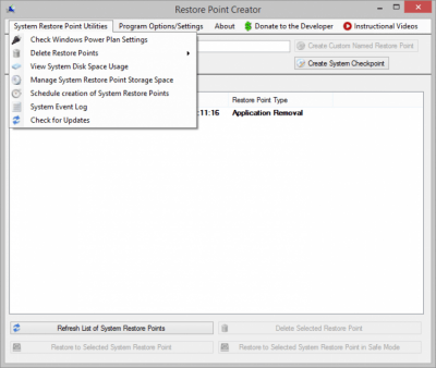 Screenshot of the application Restore Point Creator - #2