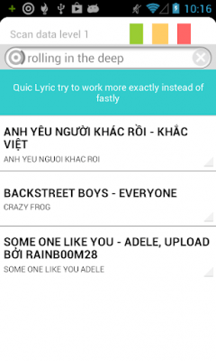 Screenshot of the application Lyric Search - #3