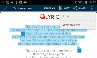 Screenshot of the application Lyric Search - #11