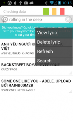 Screenshot of the application Lyric Search - #20