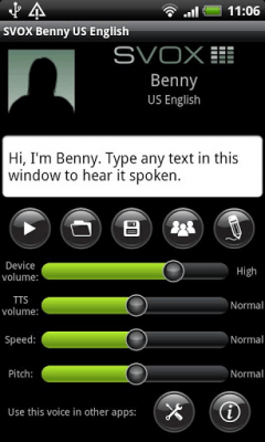 Screenshot of the application SVOX US English Benny Trial - #3