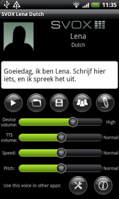 Screenshot of the application SVOX Dutch Lena Trial - #3
