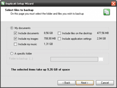 Screenshot of the application Duplicati - #2