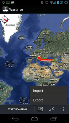Screenshot of the application Wardrive (Android 4+) - #2
