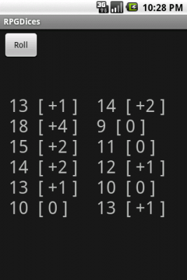 Screenshot of the application rpgdice - #2