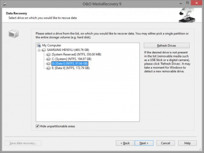Screenshot of the application O&O MediaRecovery - #2