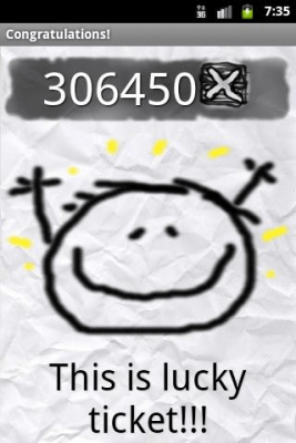 Screenshot of the application Lucky ticket - #2