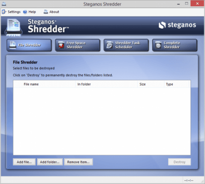 Screenshot of the application Steganos Privacy Suite - #3