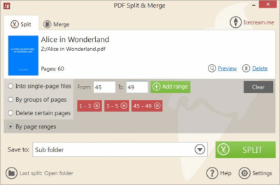 Screenshot of the application IceCream Split&Merge - #2