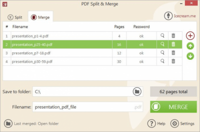 Screenshot of the application IceCream Split&Merge - #3