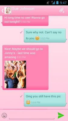 Screenshot of the application mysms - Pink Theme - #4