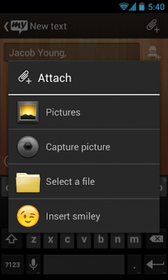 Screenshot of the application mysms - Wooden Theme - #2