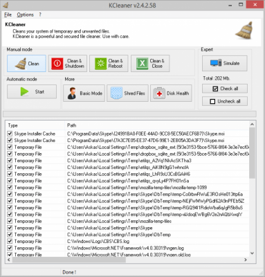Screenshot of the application KCleaner Lite - #2