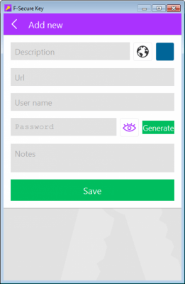 Screenshot of the application F-Secure KEY - #2