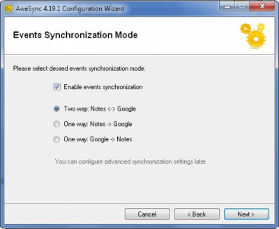 Screenshot of the application AweSync - #2