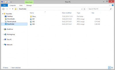 Screenshot of the application BaseFolder - #2