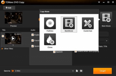 Screenshot of the application TDMore DVD Copy - #2
