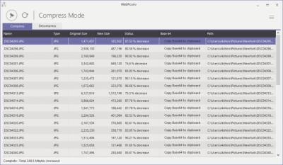 Screenshot of the application WebPconv - #2