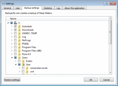 Screenshot of the application BackupLife - #2