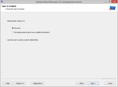 Screenshot of the application Hetman Word Recovery Portable - #2