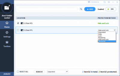 Screenshot of the application Anvi Folder Locker Free - #3